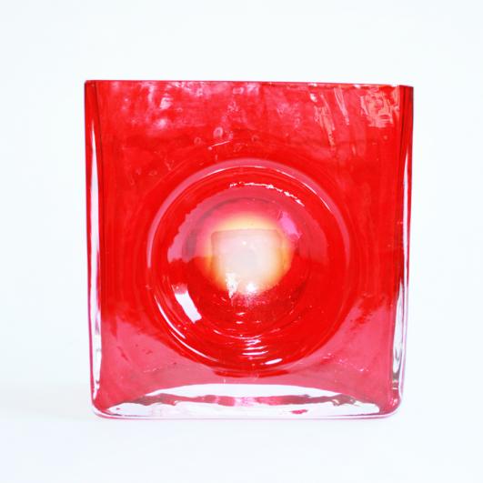 Small Red Square Vase by Christian Tortu DeTnk