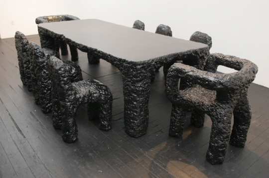 Polystyrene Dining Table and eight Poly Chairs by Max Lamb