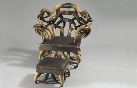 Longhorn Armchair and Ottoman Attributed to Wenzel Friedrich - Photo Credit - Andrew Garn
