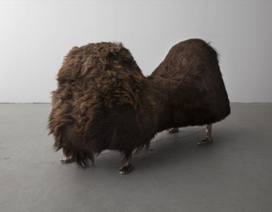 R &Company New York Unique Debbie Hairy, Dromedary, double- hump bench from the Beast series, with Wyoming Buffalo fur, poseable tail and Chester Cheetah feet by The Haas Brothers in 2013