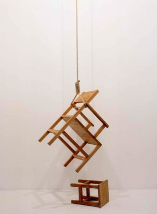Philippe Ramette, Le suicide des objets : Le fauteuil, 2001  Collection FRAC Nord-Pas de Calais, Dunkerque, Galerie Xippas, Paris 