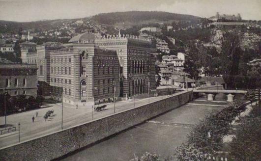 The Jajce Barracks on the hill behind Sarajevo’s National Library