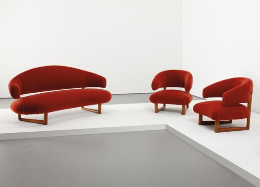 Jean Royere - Rare and important “Salon Sculpture” sofa and two chairs, ca. 1955