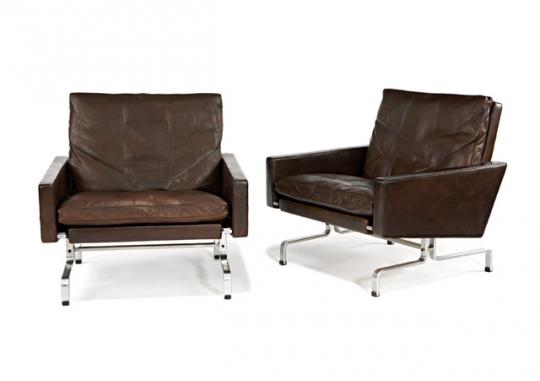 Poul Kjaerholm, Ph-31 lounge chairs (1958) estimated at $5,000 - 7,000, sold for $10,625