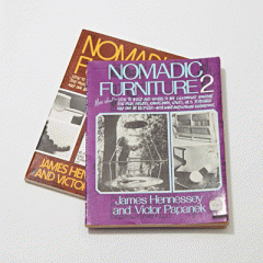 Covers of the publications Nomadic Furniture 1 and Nomadic Furniture 2, by James Hennessey and Victor Papanek, New York, 1973 