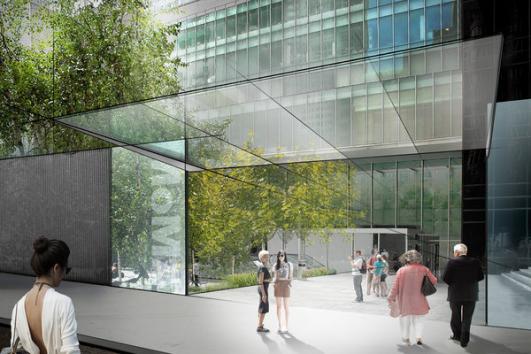 A rendering shows a proposed new entrance to the Museum of Modern Art's sculpture garden along 54th Street