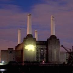 Battersea lit up by a 'Power to the People' projection, 7th July 2008