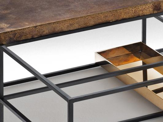 AGES - coffee table (detail) - Nucleo_Piergiorgio Robino + Gabriele Bagnoli - polished and patinated bronze, iron -  2013 