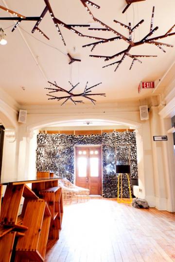 Pieces by Propellor (ceiling),Margaret Pryde (left), Edward Lin and Kira Varvanina (rear)