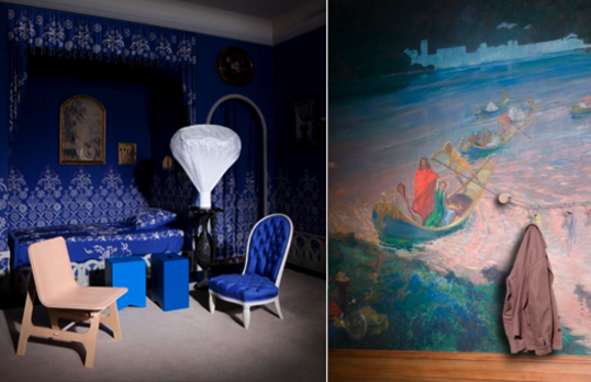 Instant seat chauffeuses by Matali Crasset, Box stools by Big-Game, Vapeur lamp by Inga Sempé/ Slastic coat rack by Ana Mir + Emili Padros