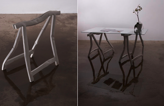 Boecke Trestles made of concrete by Kai Laike 2008– Deformation: It wasn't me – Photo Klaus Wäldele ©Kai Laike
