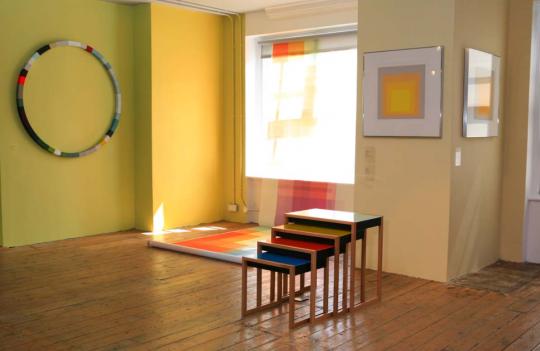 Significant Colour -Sophie Smallhorn Circle 1, 2008, Cristian Zuzunaga Aurea, 2008, Albers Nesting Tables and Homage print - Shira Klasmer