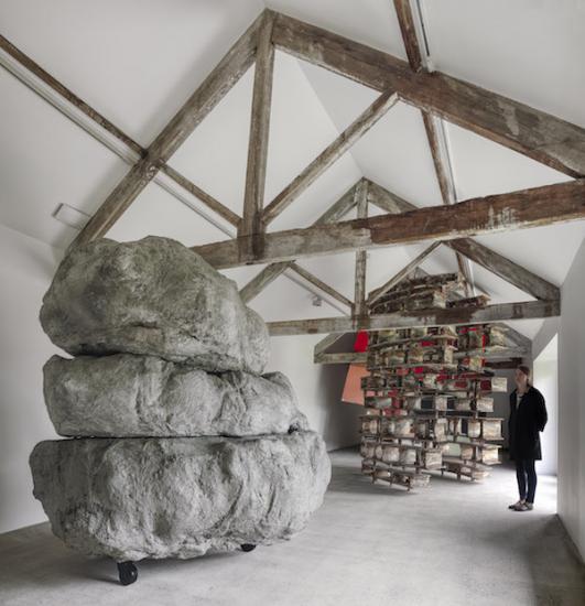Installation view, 'Phyllida Barlow. GIG', Hauser & Wirth Somerset, 2014 © Phyllida Barlow. Courtesy the artist and Hauser & Wirth. Photo: Alex Delfanne